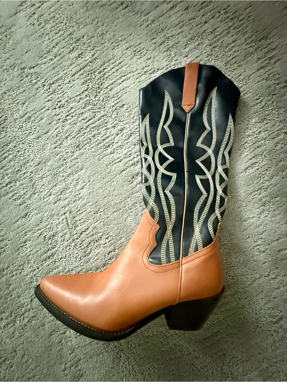 Classic Two-Tone Western Knee-High Boots - Black & Brown